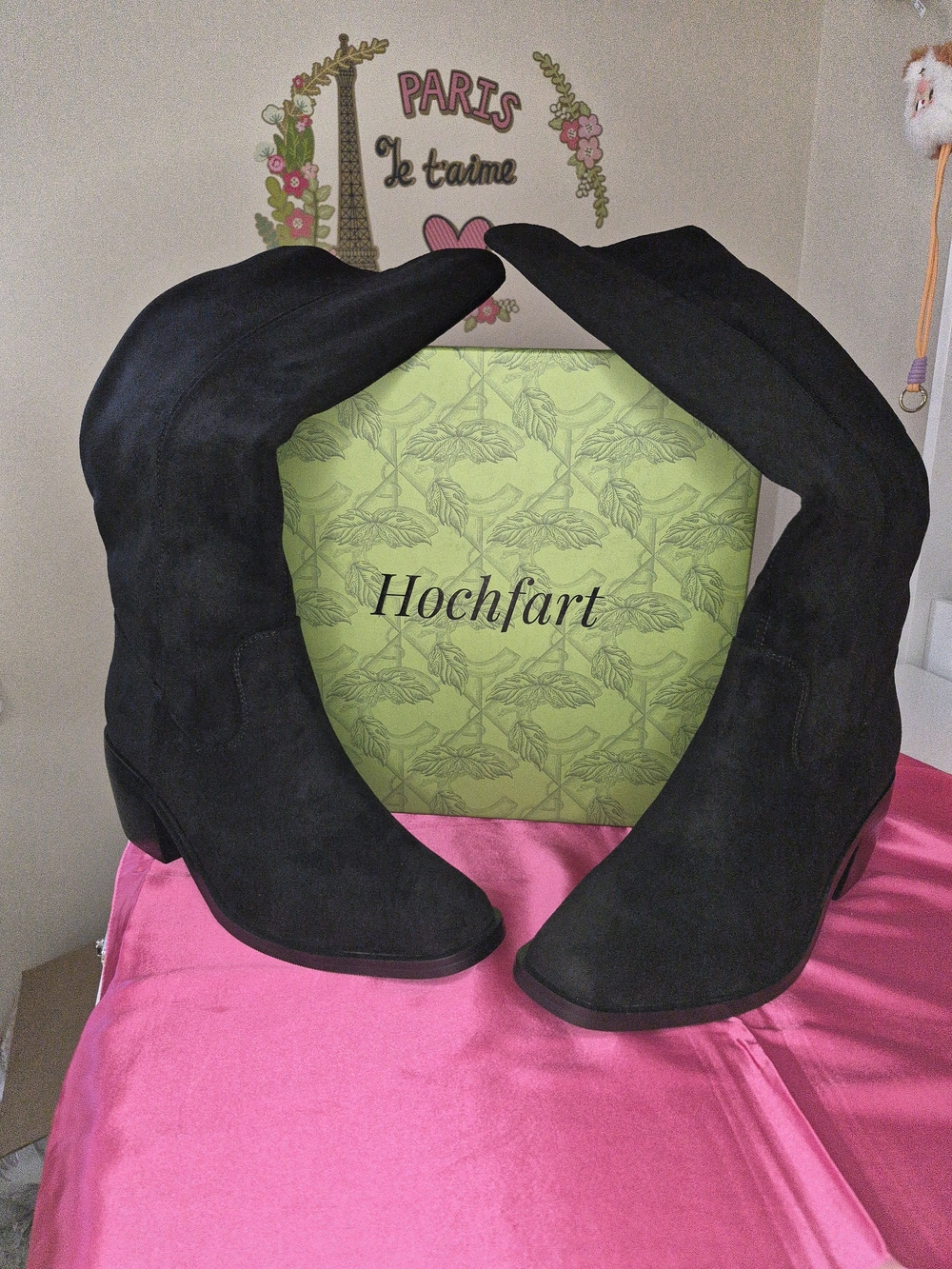 Women's Black Suede Heeled Boots